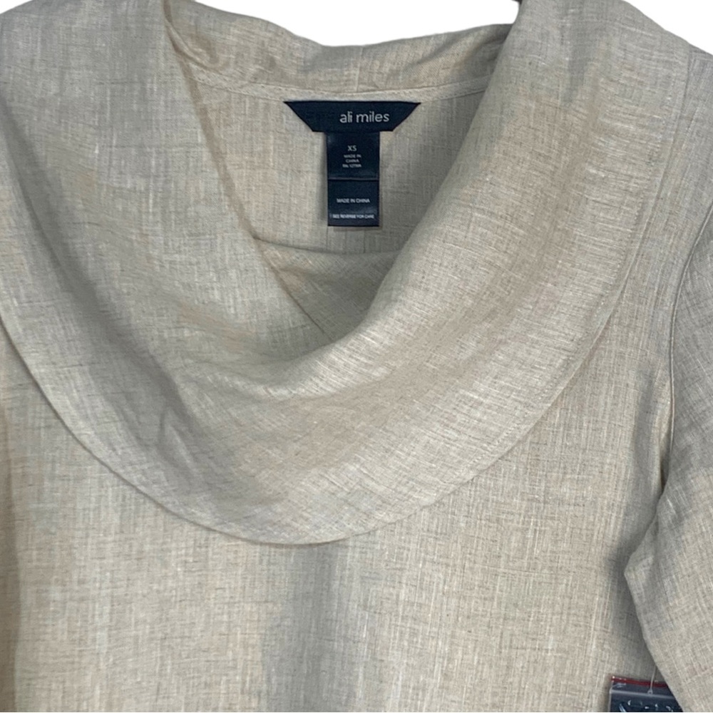 Ali Miles XS Fresh Approach Linen oversized lagenlook Cowl neck w pockets NWT - Picture 4 of 8